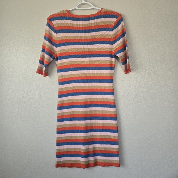 NWT Sanctuary Act Natural Ribbed Knit Striped Dress Size Large - Picture 6 of 7